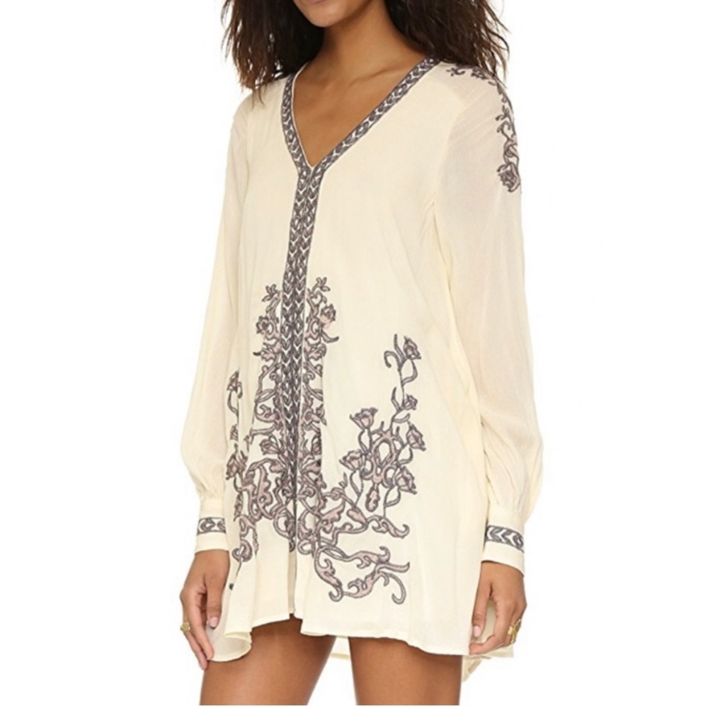 Free People Hearts in Heaven Mod Boho Embroidered Dress Tunic S